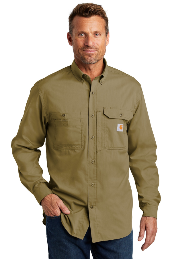 Carhartt Embroidered Men's Ridgefield Solid Long Sleeve Shirt
