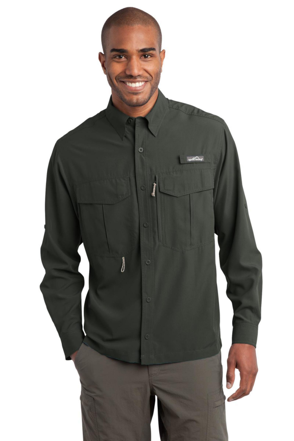 Eddie Bauer Embroidered Men's Long Sleeve Performance Fishing Shirt