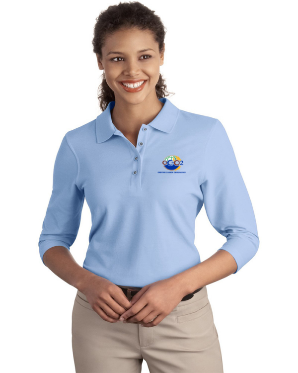  Port Authority Embroidered Women's Silk Touch 3/4 Sleeve Pique Polo