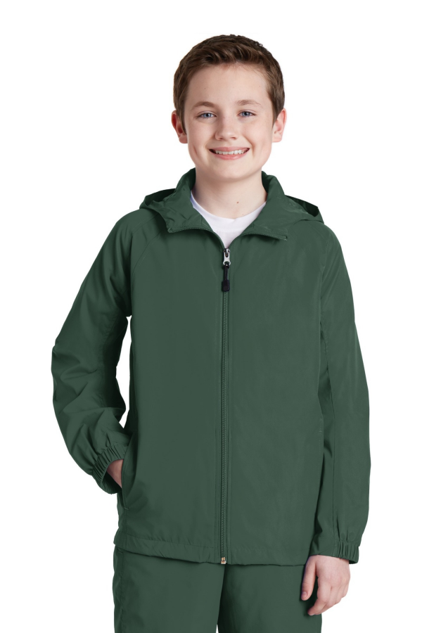 Sport-Tek  Embroidered Youth Hooded Weather Resistant Jacket 