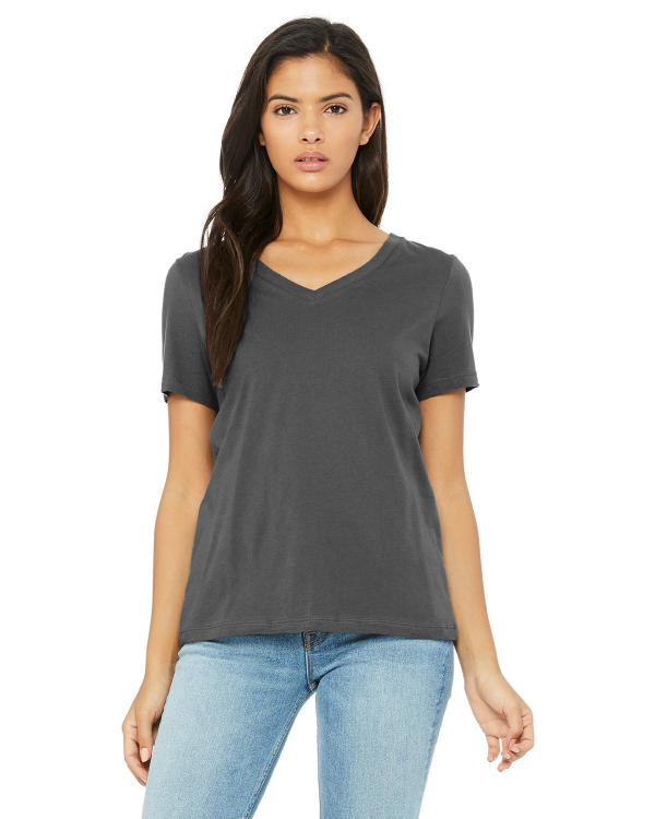 Bella + Canvas Embroidered Women's Relaxed Short Sleeve V-Neck Tee